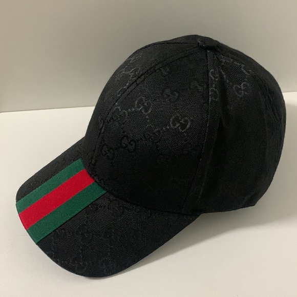 Gucci Black Baseball Cap with Green and Red Stripe - Picture 1 of 5